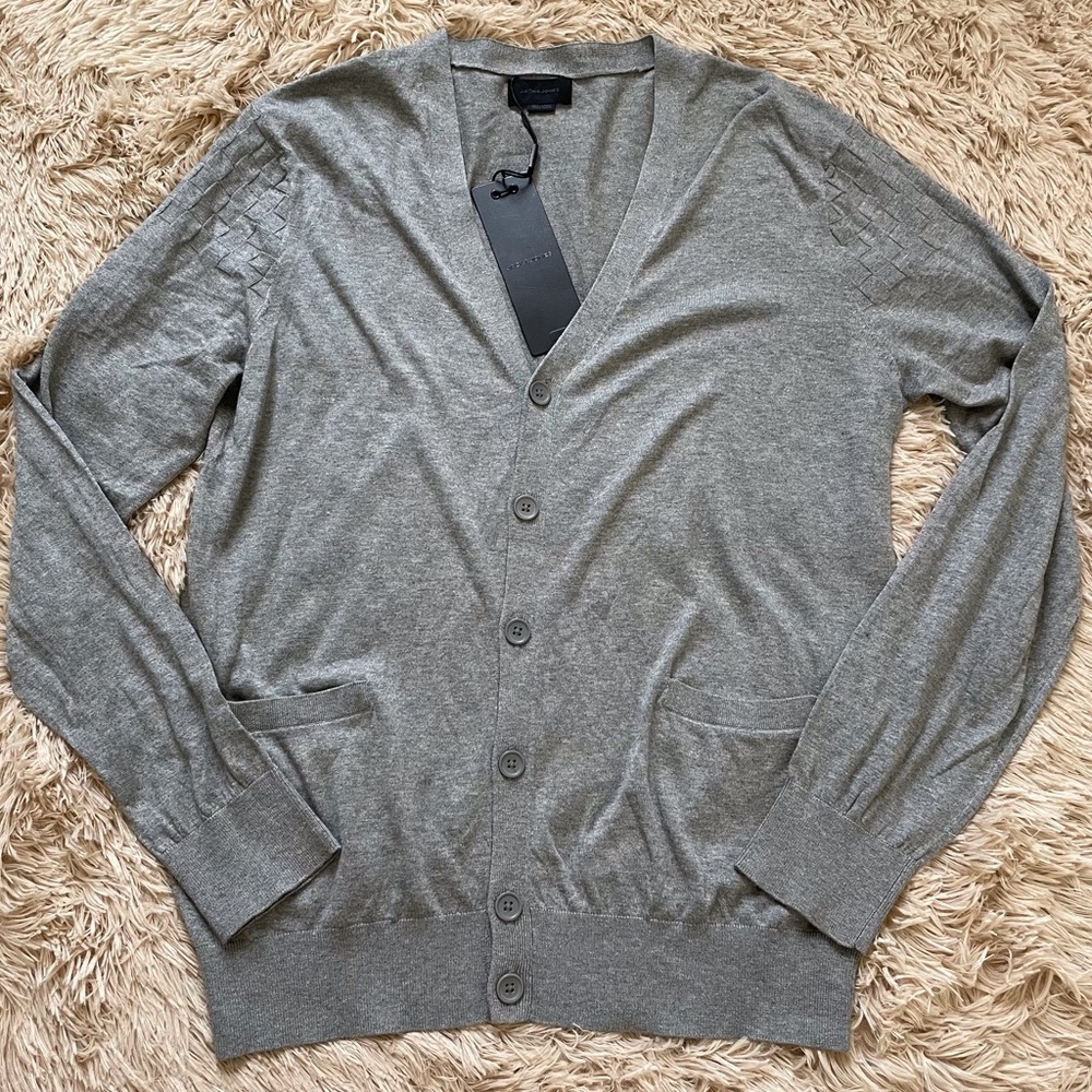 Jack & Jones Basic Knit Gray Long Sleeve Button Cardigan Soft Mens Large NWT
